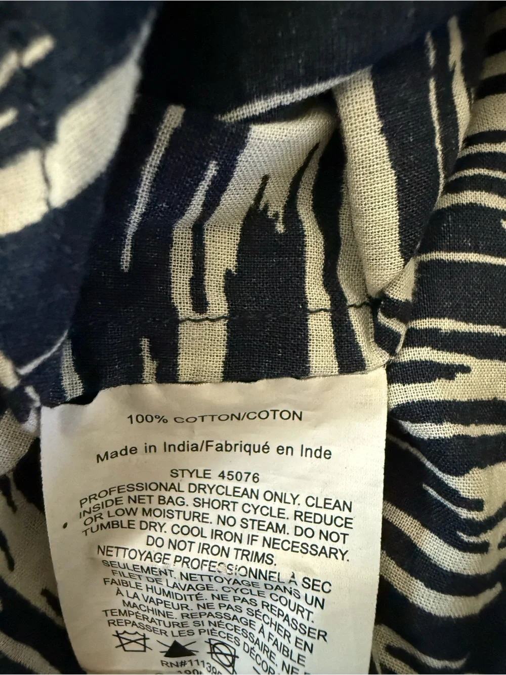 Tory Burch Navy Ikat Tunic Blouse Shisha Mirror Embellished Size 2 Space dye